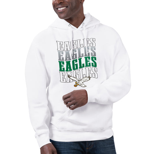 Unisex Starter White Philadelphia Eagles Throwback Name Drop Pullover Hoodie