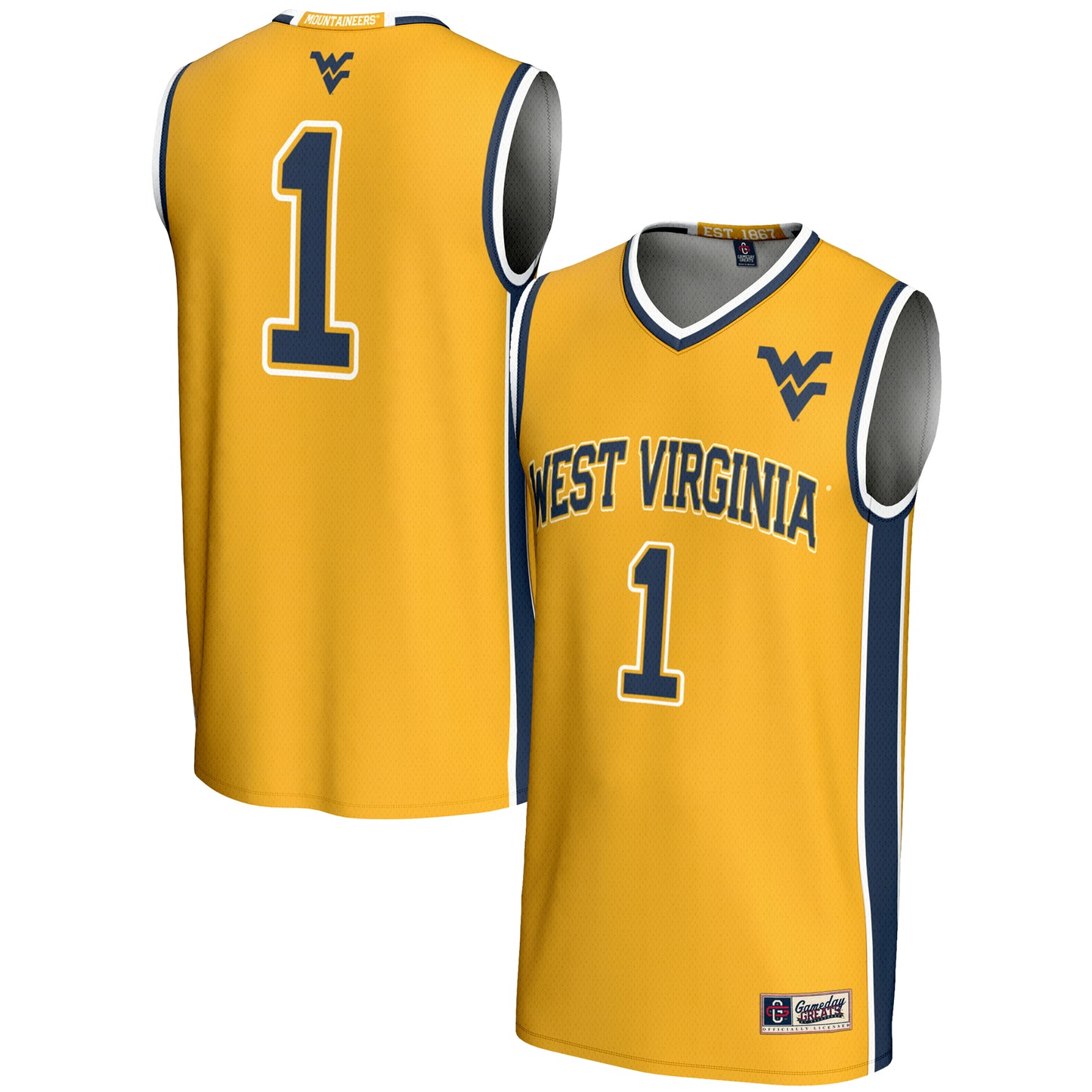 Youth GameDay Greats #1 Gold West Virginia Mountaineers Lightweight Basketball Jersey