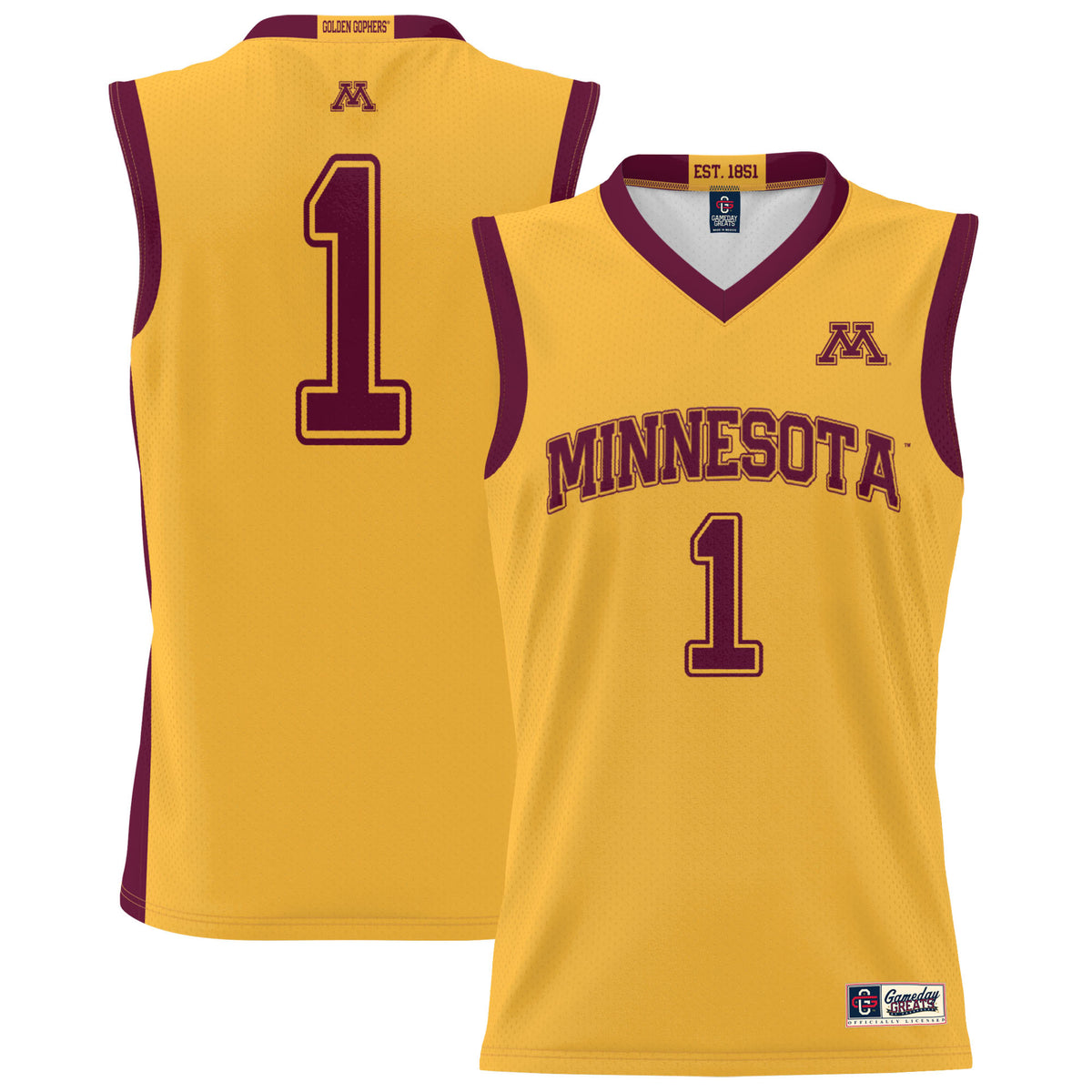 Youth GameDay Greats #1 Gold Minnesota Golden Gophers Lightweight Basketball Jersey