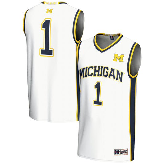 Unisex GameDay Greats #1 White Michigan Wolverines Lightweight Basketball Jersey