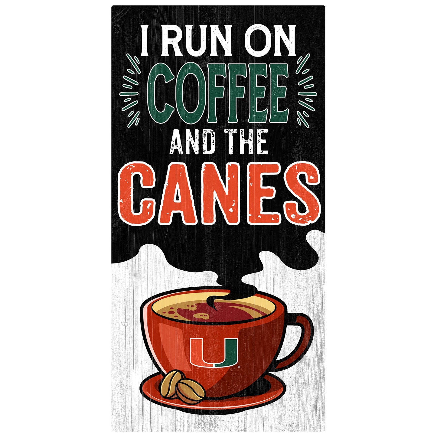 Miami Hurricanes 6" x 12" Coffee Wall Art