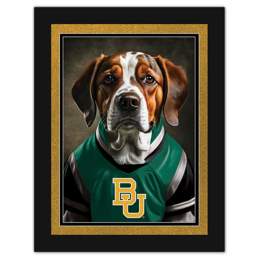 Baylor Bears 12'' x 16'' Framed Dog In Jersey Print