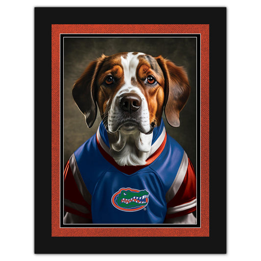 Florida Gators 12'' x 16'' Framed Dog In Jersey Print