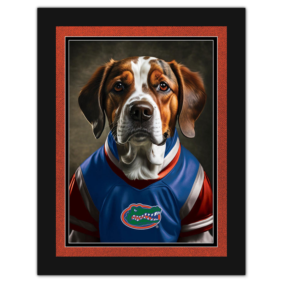 Florida Gators 12'' x 16'' Framed Dog In Jersey Print