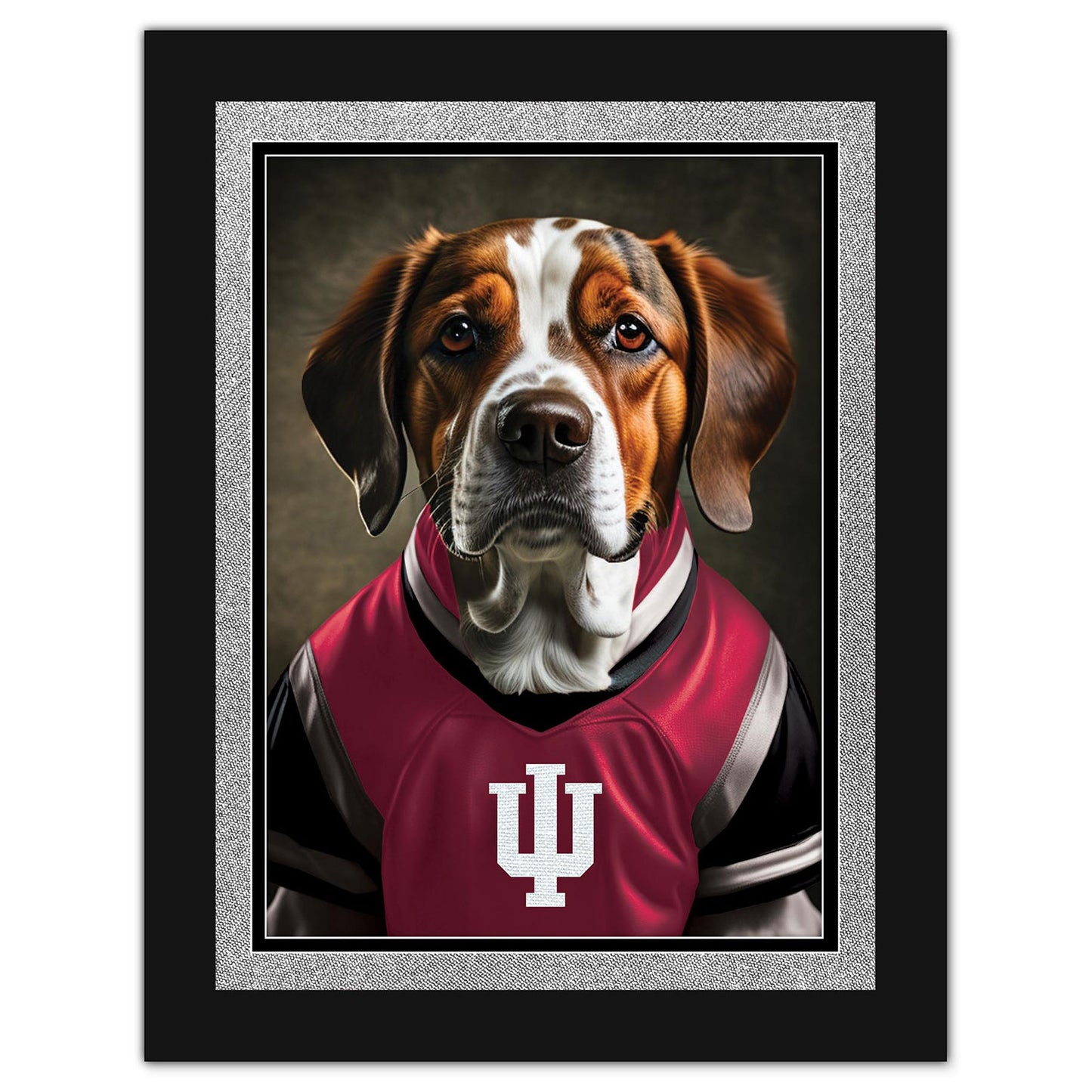 Indiana Hoosiers 12'' x 16'' Framed Dog In Jersey Print