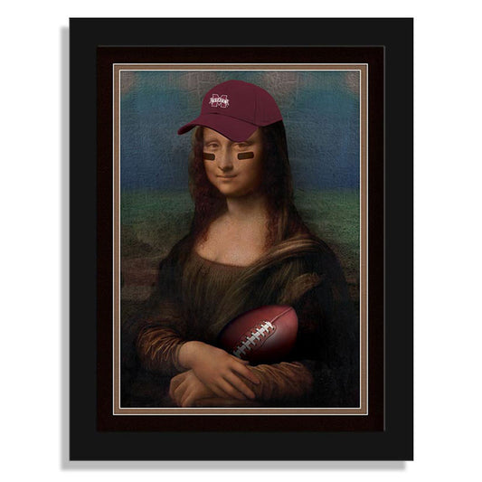 Mississippi State Bulldogs 12" x 16" Mona Lisa Fan Framed Fine Art Print