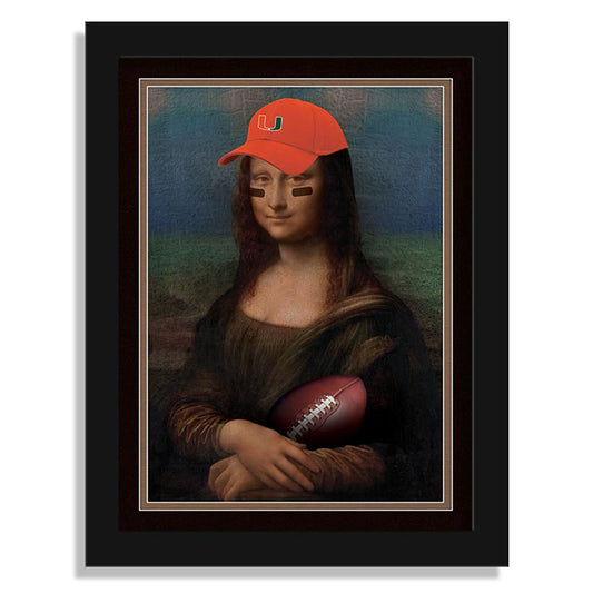 Miami Hurricanes 12" x 16" Mona Lisa Fan Framed Fine Art Print