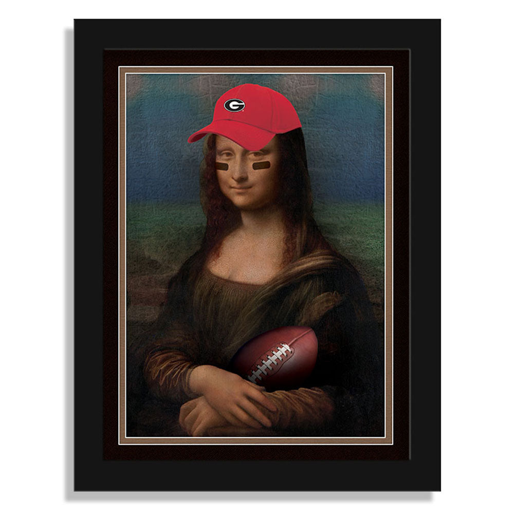 Georgia Bulldogs 12" x 16" Mona Lisa Fan Framed Fine Art Print