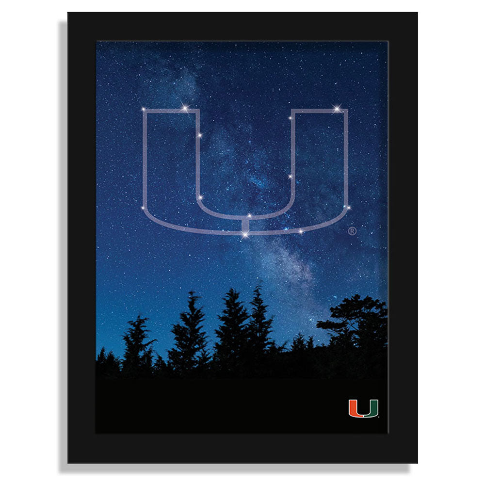 Miami Hurricanes 12" x 16" In The Stars Framed Art Print