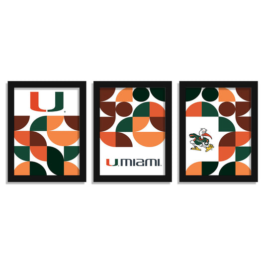 Miami Hurricanes 12" x 16" Framed Minimalist Print Set