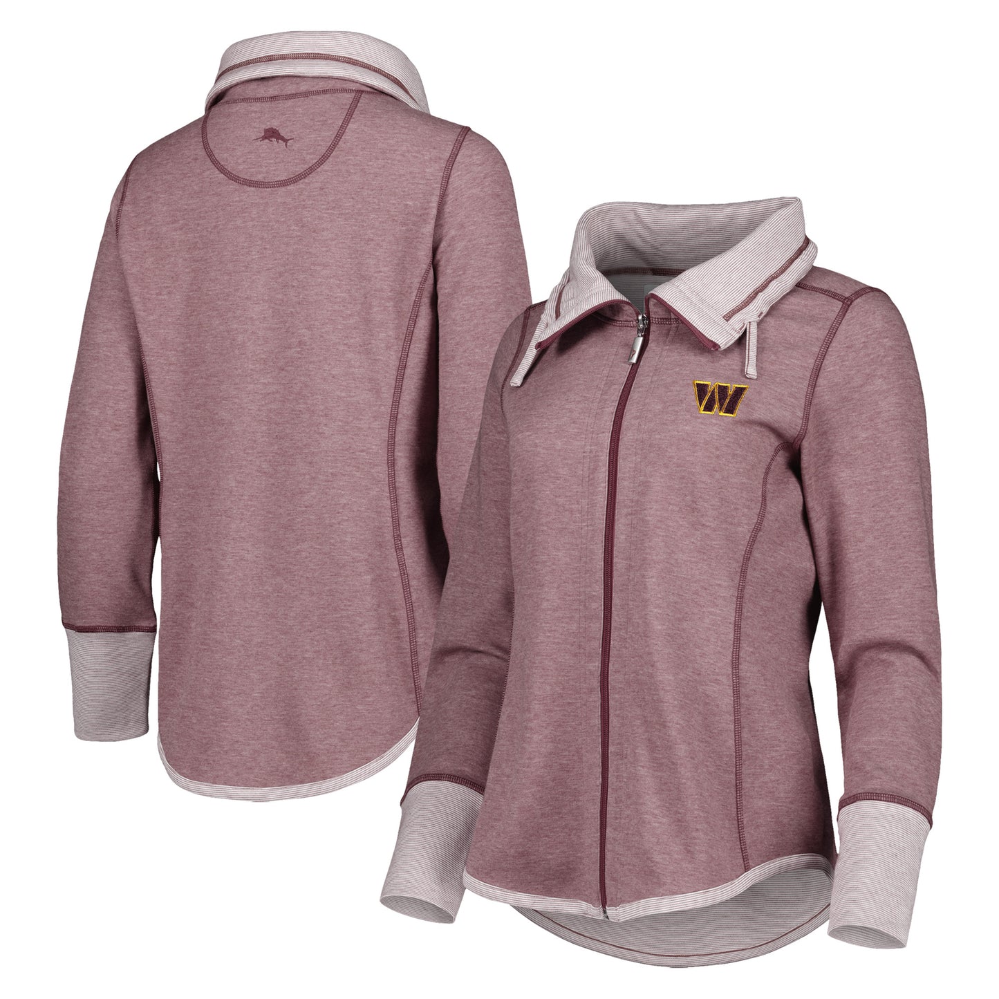 Women's Tommy Bahama Burgundy Washington Commanders Sport Sun Fade Full-Zip Sweatshirt