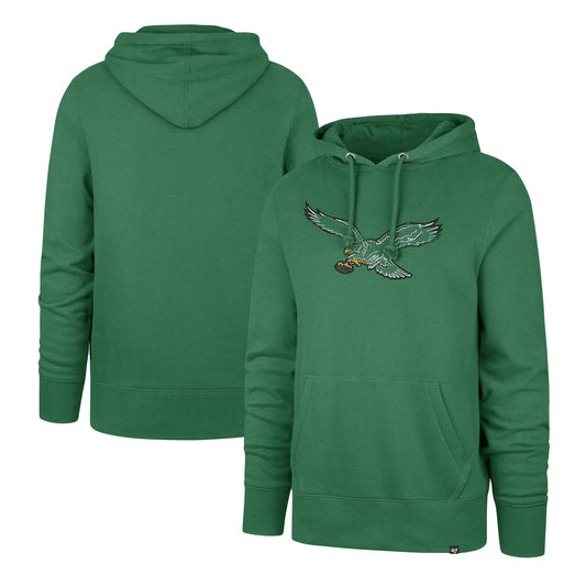 Men's '47 Kelly Green Philadelphia Eagles Throwback Headline Pullover Hoodie