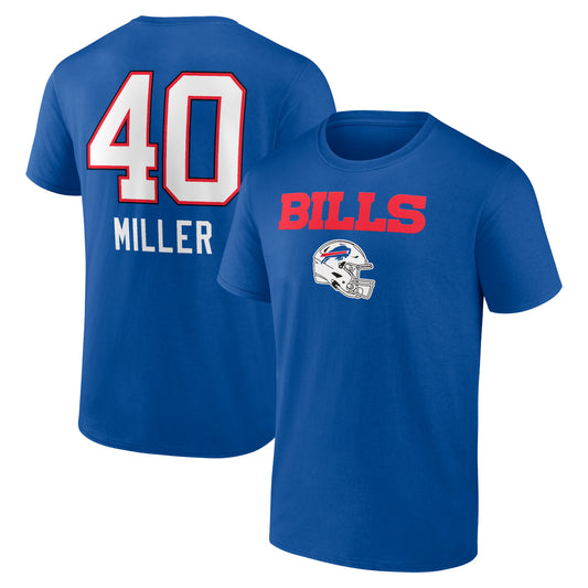 Men's Von Miller Royal Buffalo Bills Team Wordmark Player Name & Number T-Shirt