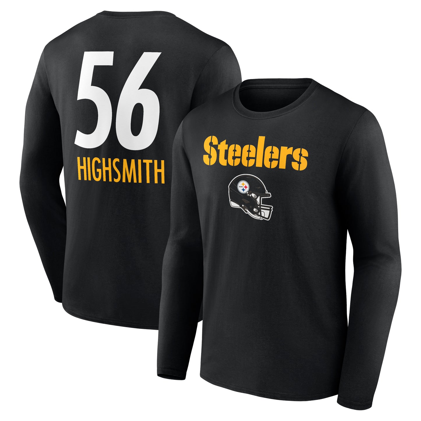 Men's Alex Highsmith Black Pittsburgh Steelers Team Wordmark Player Name & Number Long Sleeve T-Shirt