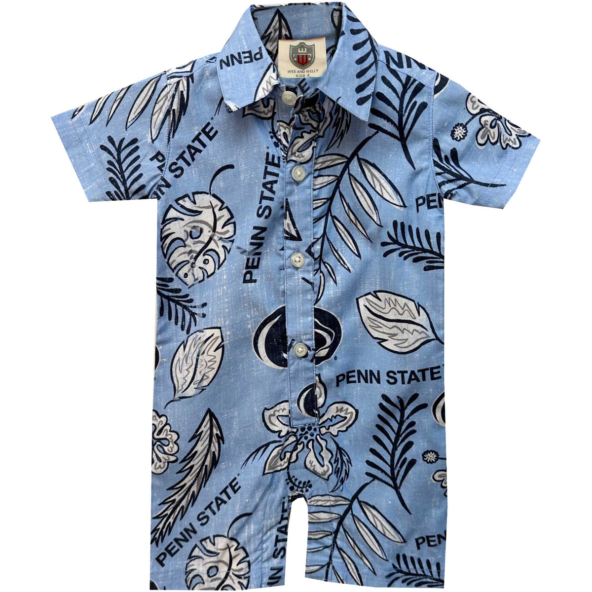 Infant Wes & Willy Light Blue Penn State Nittany Lions Vintage Floral Romper