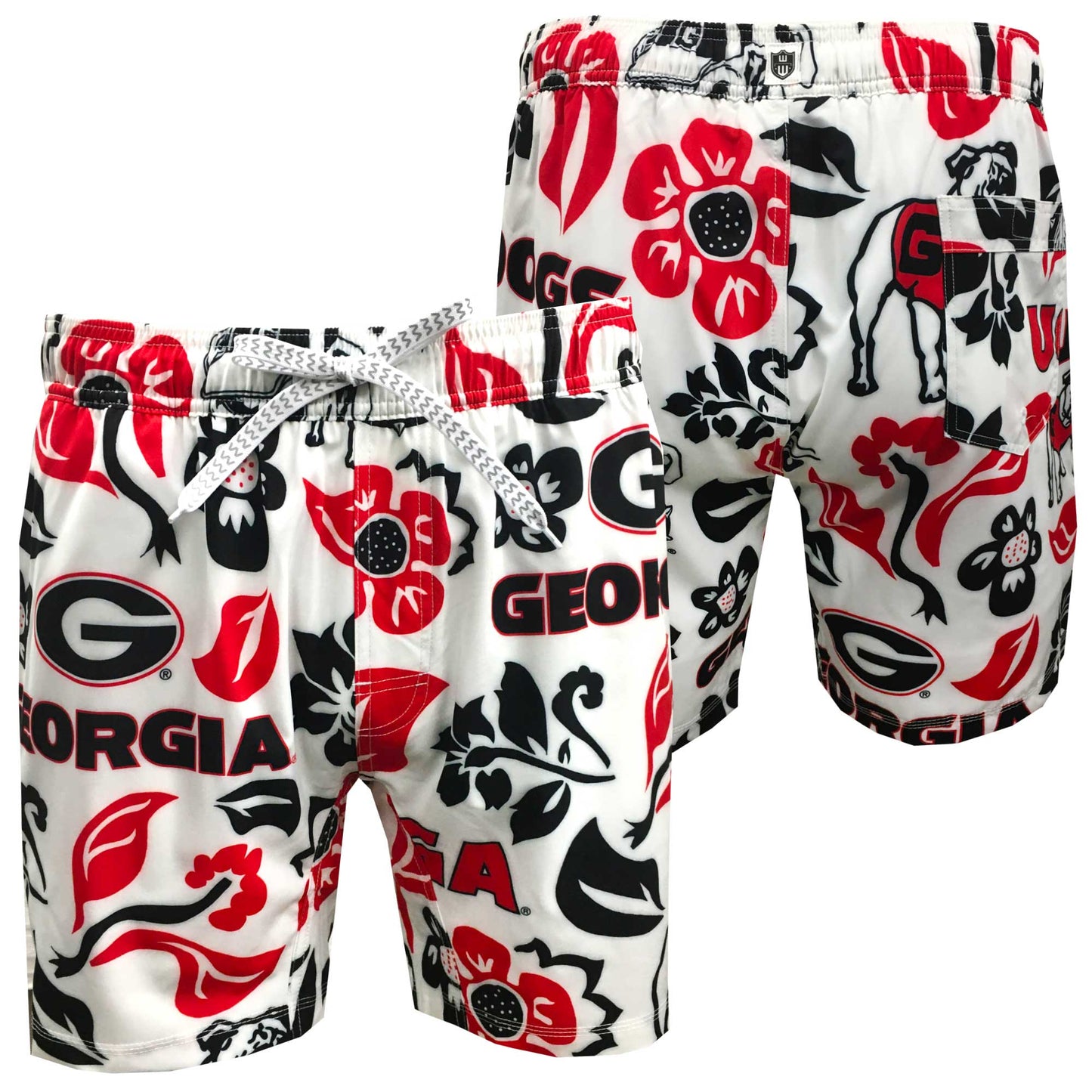 Youth Wes & Willy White Georgia Bulldogs Allover Print Vault Tech Swim Trunks