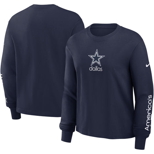 Women's Nike Navy Dallas Cowboys Boxy Long Sleeve T-Shirt