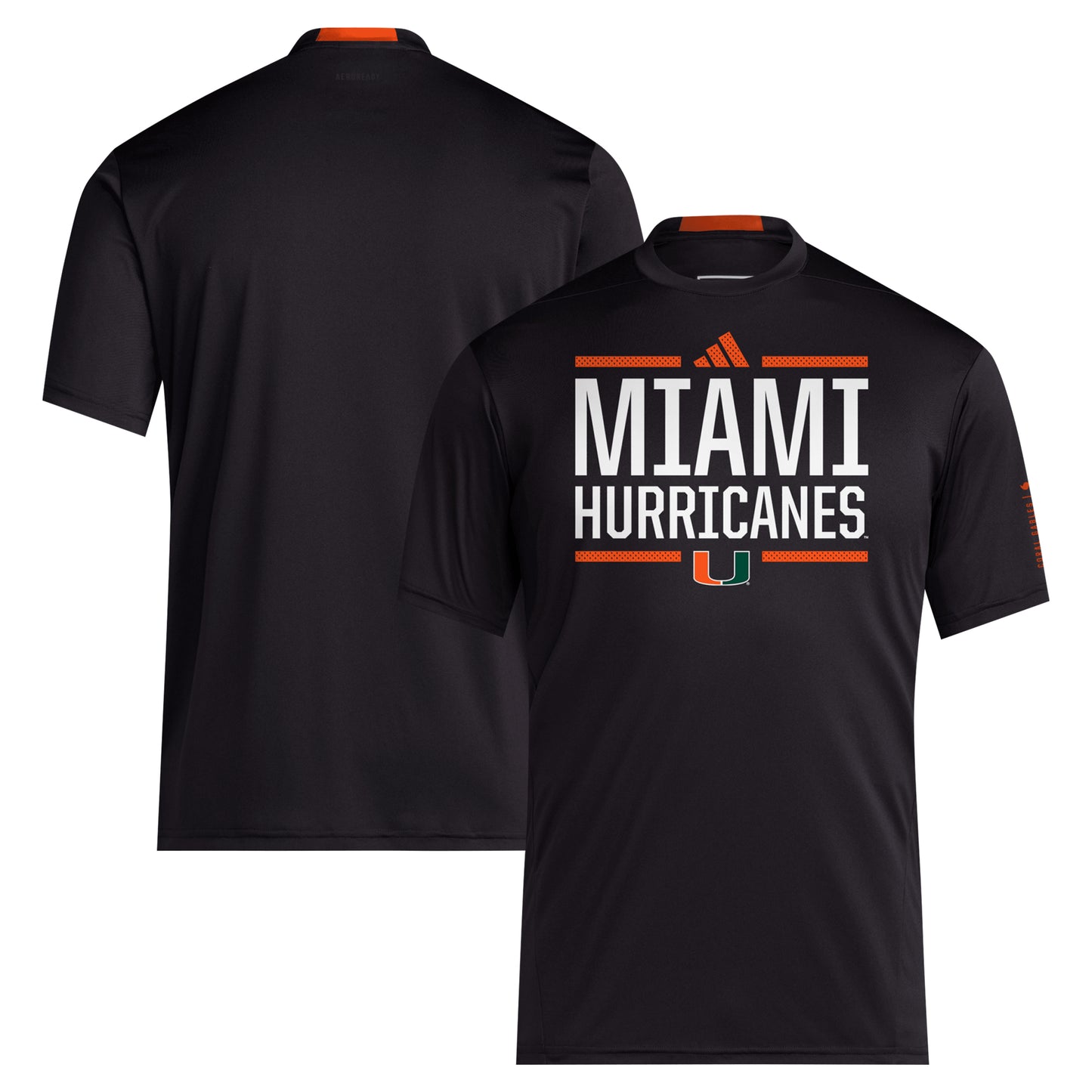 Men's adidas Black Miami Hurricanes 2024 Sideline AEROREADY T-Shirt