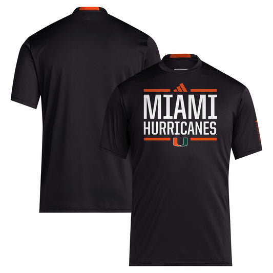 Men's adidas Black Miami Hurricanes 2024 Sideline AEROREADY T-Shirt