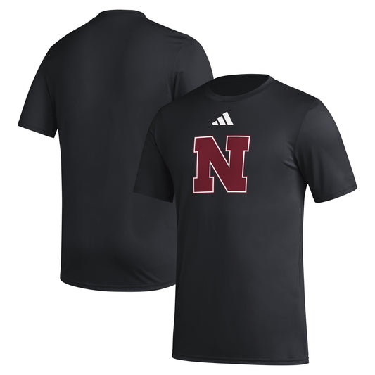 Men's adidas Black Nebraska Huskers Primary Locker Logo Pre-Game AEROREADY T-Shirt