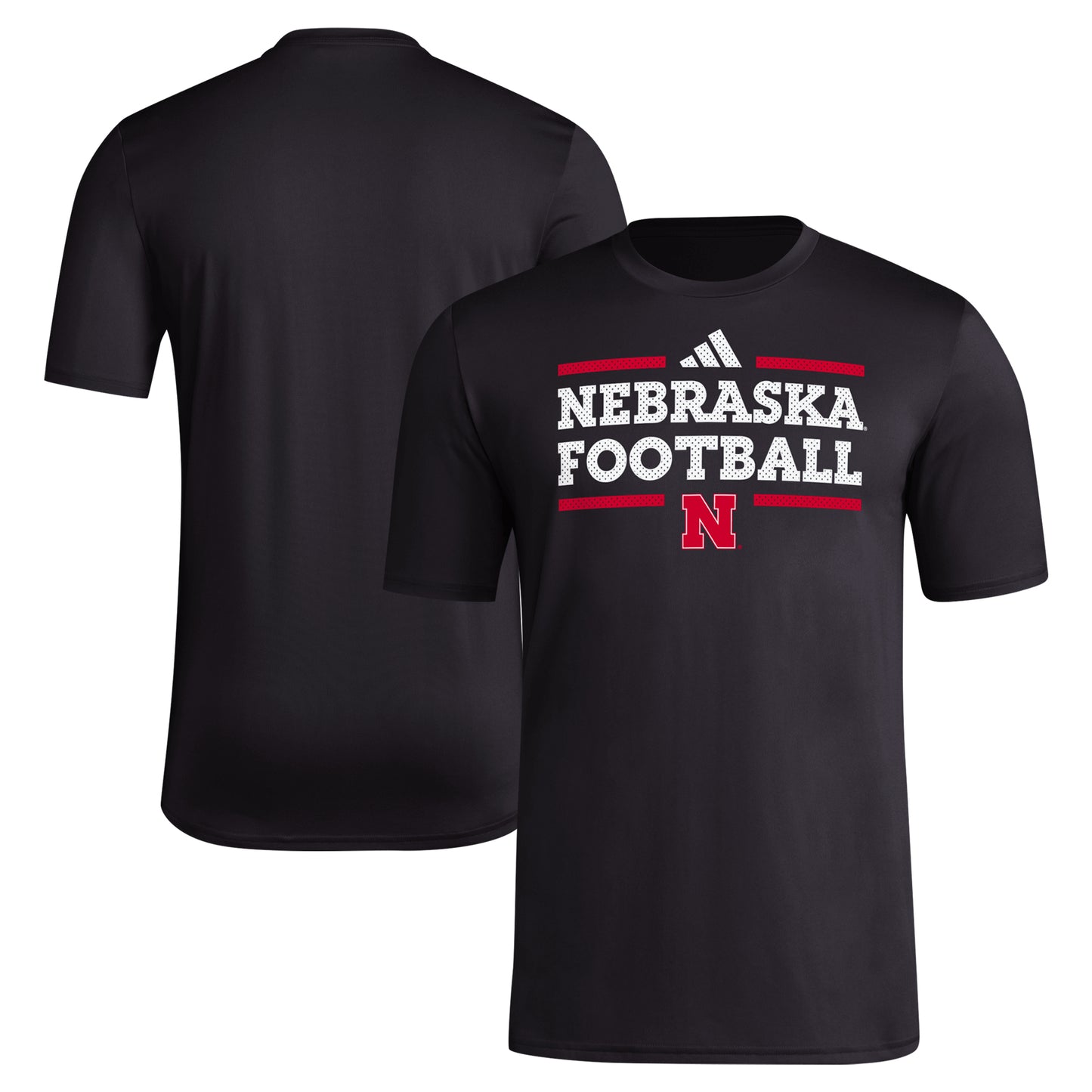 Men's adidas Black Nebraska Huskers Locker Football Pre-Game AEROREADY T-Shirt