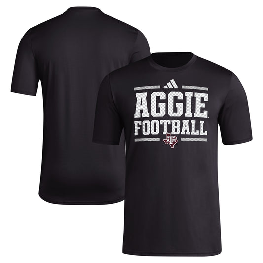 Men's adidas Black Texas A&M Aggies Locker Football Pre-Game AEROREADY T-Shirt