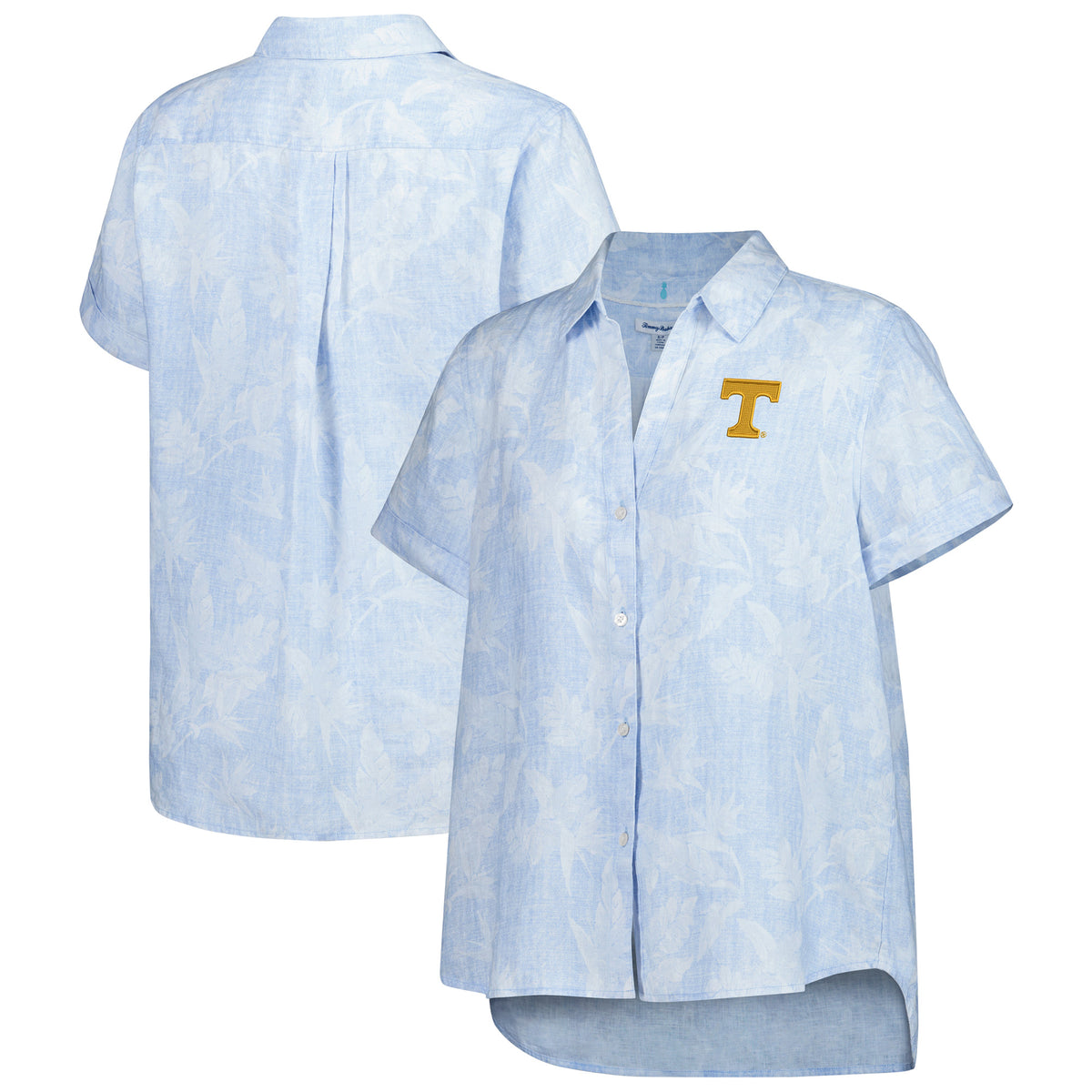 Women's Tommy Bahama Light Blue Tennessee Volunteers Legacy Leaves Camp Button-Up Shirt