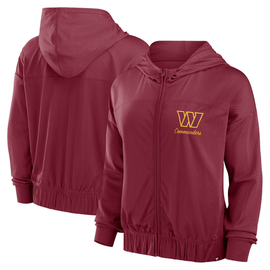 Women's Fanatics Burgundy Washington Commanders Script Lock Full-Zip Hoodie