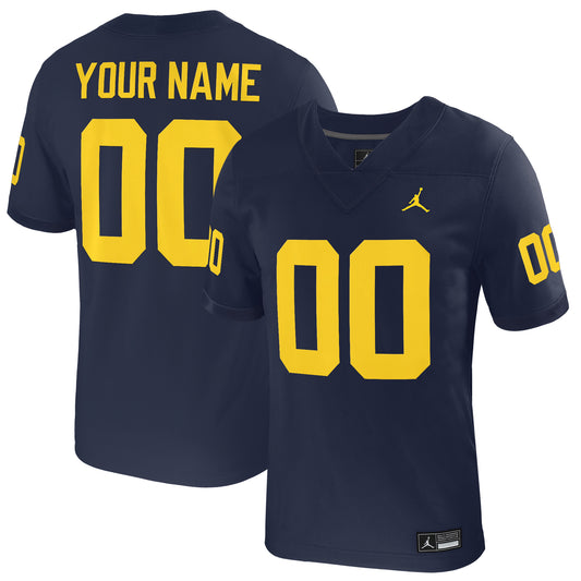 Youth Jordan Brand  Navy Michigan Wolverines  Custom Football Game Jersey