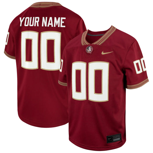 Youth Nike Garnet Florida State Seminoles Custom Replica Football Game Jersey