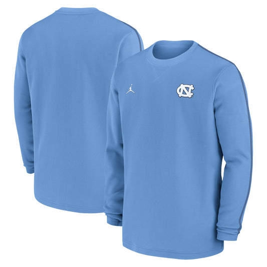 Men's Jordan Brand Carolina Blue North Carolina Tar Heels 2024 Sideline Coaches Long Sleeve Top