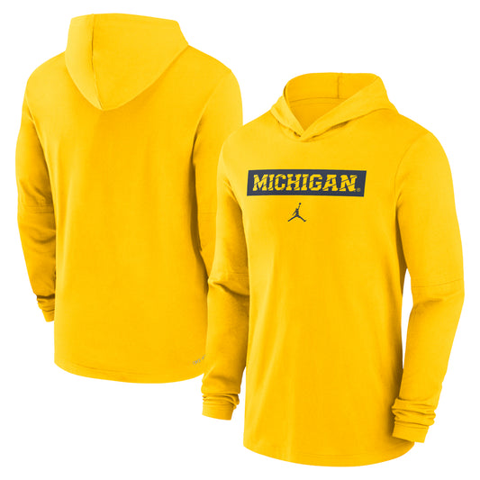 Men's Jordan Brand Maize Michigan Wolverines Sideline Hoodie Performance Long Sleeve T-Shirt