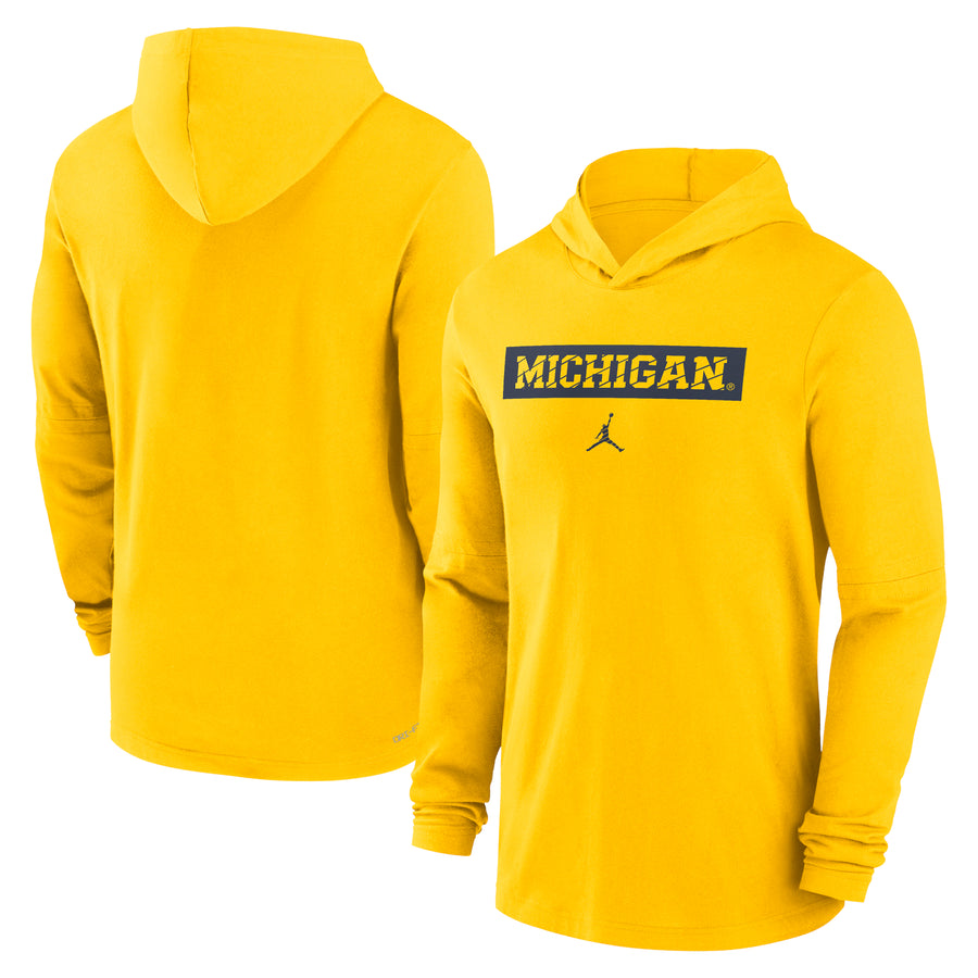 Men's Jordan Brand Maize Michigan Wolverines Sideline Hoodie Performance Long Sleeve T-Shirt