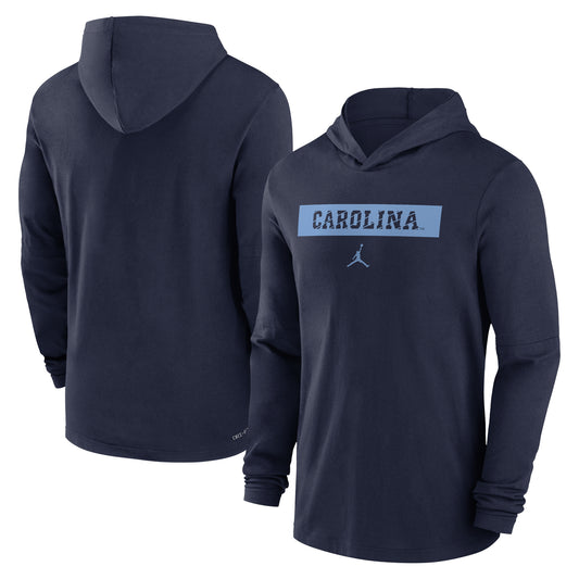 Men's Jordan Brand Navy North Carolina Tar Heels Sideline Hoodie Performance Long Sleeve T-Shirt