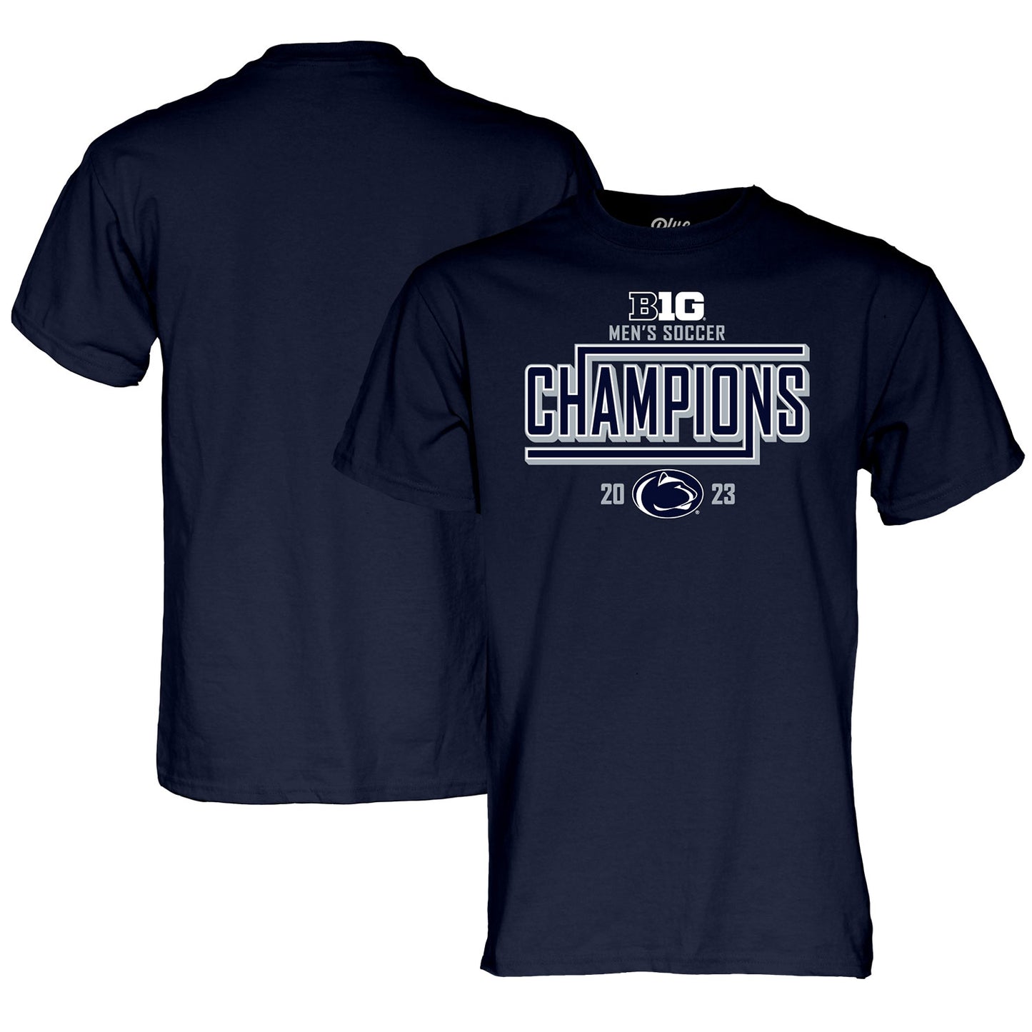 Unisex Blue 84 Navy Penn State Nittany Lions 2023 Big Ten Men's Soccer Regular Season Champions Locker Room T-Shirt