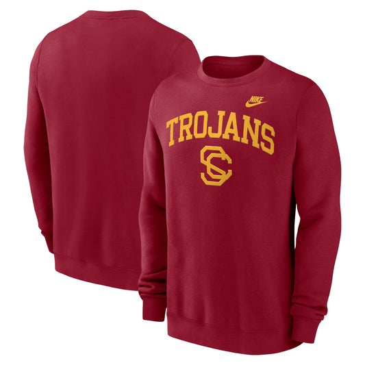 Men's Nike Cardinal USC Trojans Legacy Classic Tackle Twill Embroidered Arch Over Logo Pullover Sweatshirt