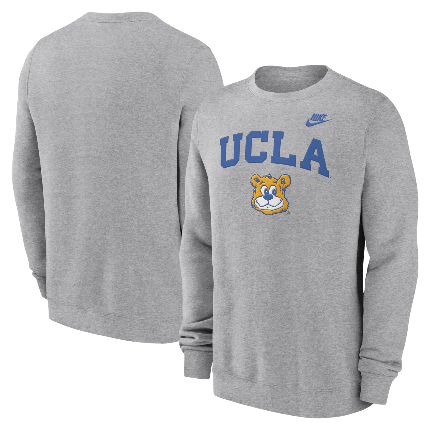 Men's Nike Heather Gray UCLA Bruins Legacy Classic Tackle Twill Embroidered Arch Over Logo Pullover Sweatshirt