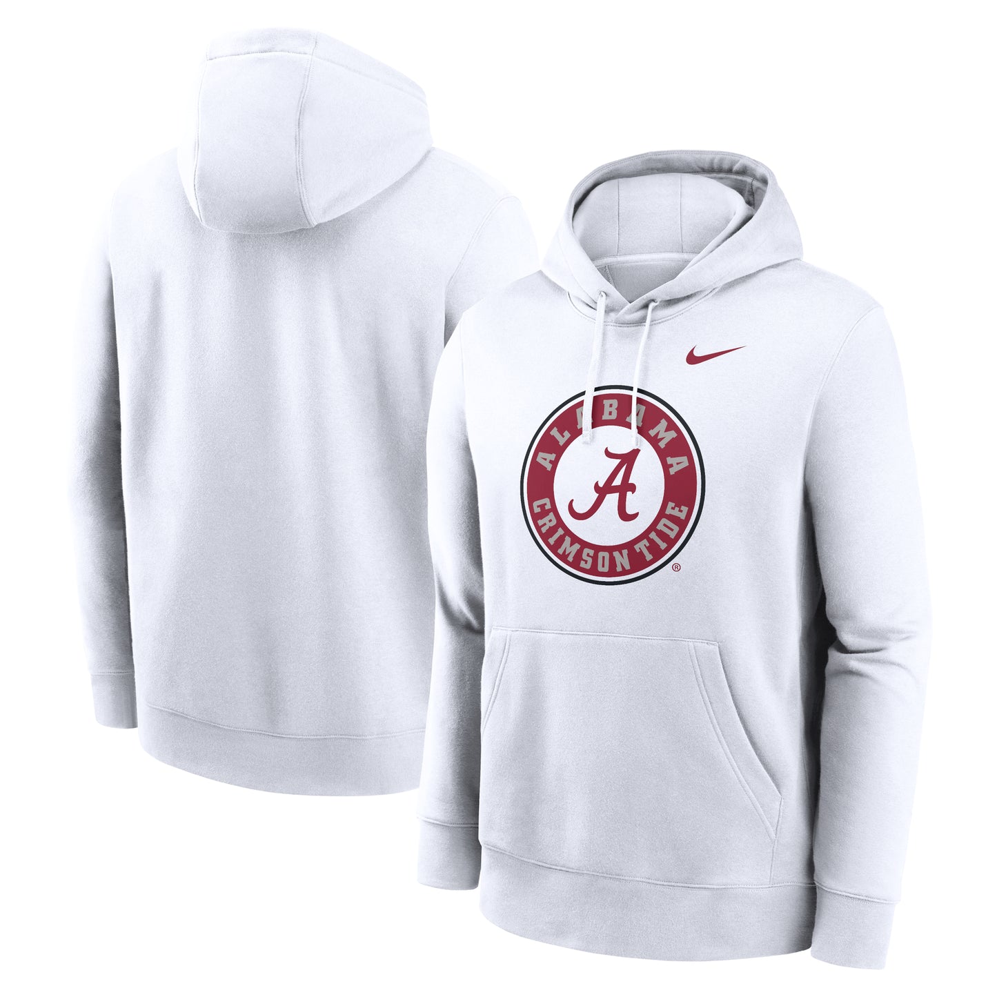 Men's Nike White Alabama Crimson Tide Primetime Alternate Logo Club Fleece Pullover Hoodie