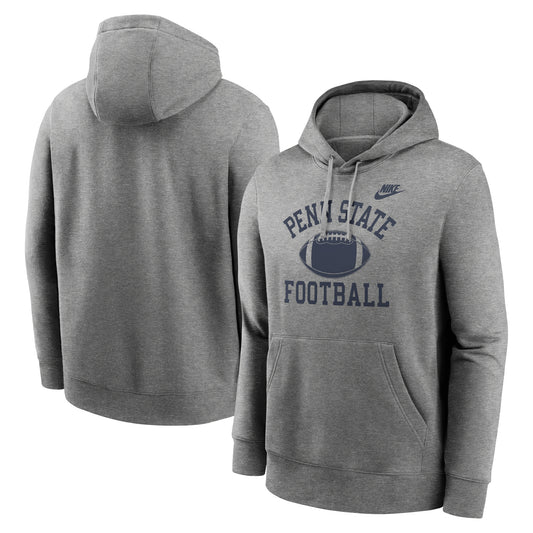 Men's Nike Heather Gray Penn State Nittany Lions Legacy Football Icon Club Fleece Pullover Hoodie