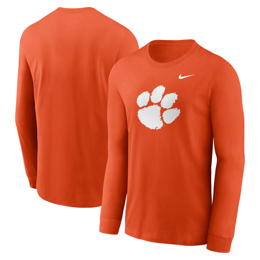 Men's Nike Orange Clemson Tigers Primary Logo Long Sleeve T-Shirt