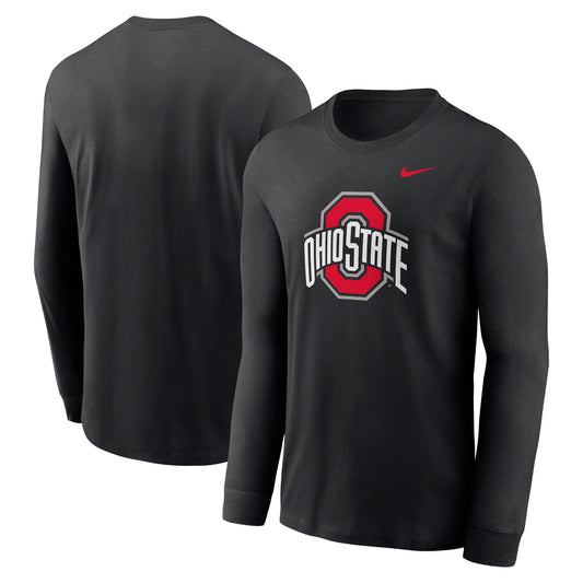 Men's Nike Black Ohio State Buckeyes Primary Logo Long Sleeve T-Shirt