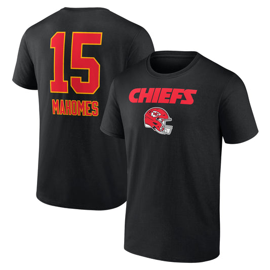 Men's Patrick Mahomes Black Kansas City Chiefs Team Wordmark Player Name & Number T-Shirt