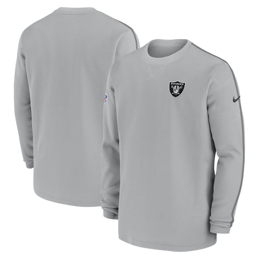 Men's Nike Gray Las Vegas Raiders 2024 Sideline Coaches Long Sleeve Top
