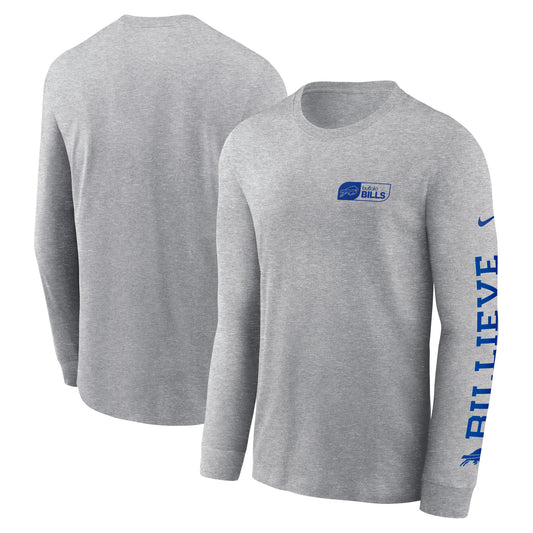 Men's Nike Heather Gray Buffalo Bills All Out Long Sleeve T-Shirt