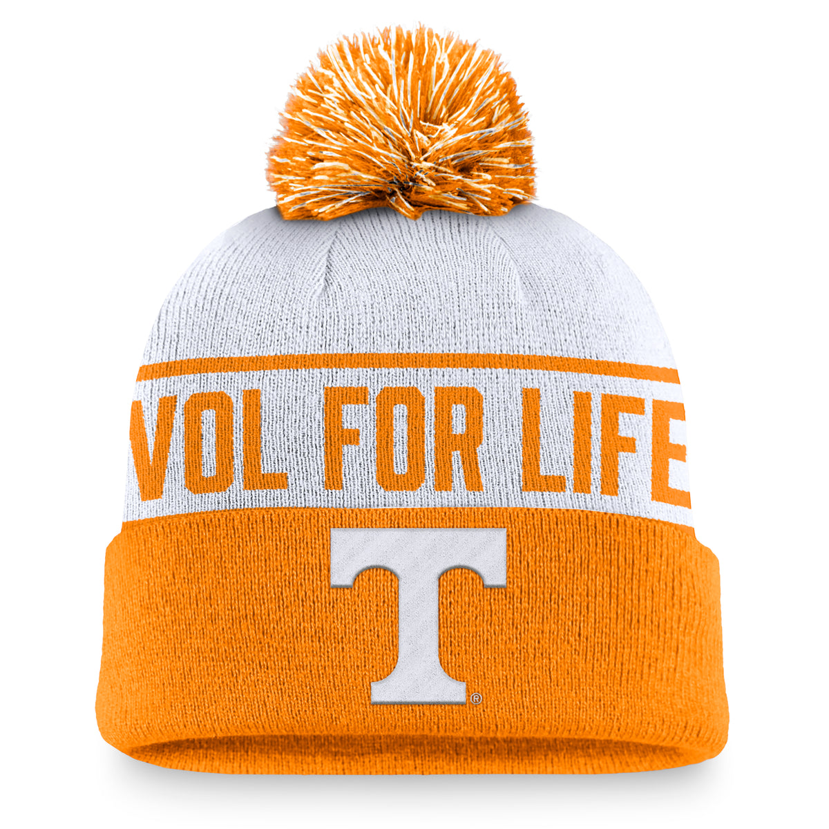 Men's Nike White/Tennessee Orange Tennessee Volunteers Local Peak Cuffed Knit Hat with Pom