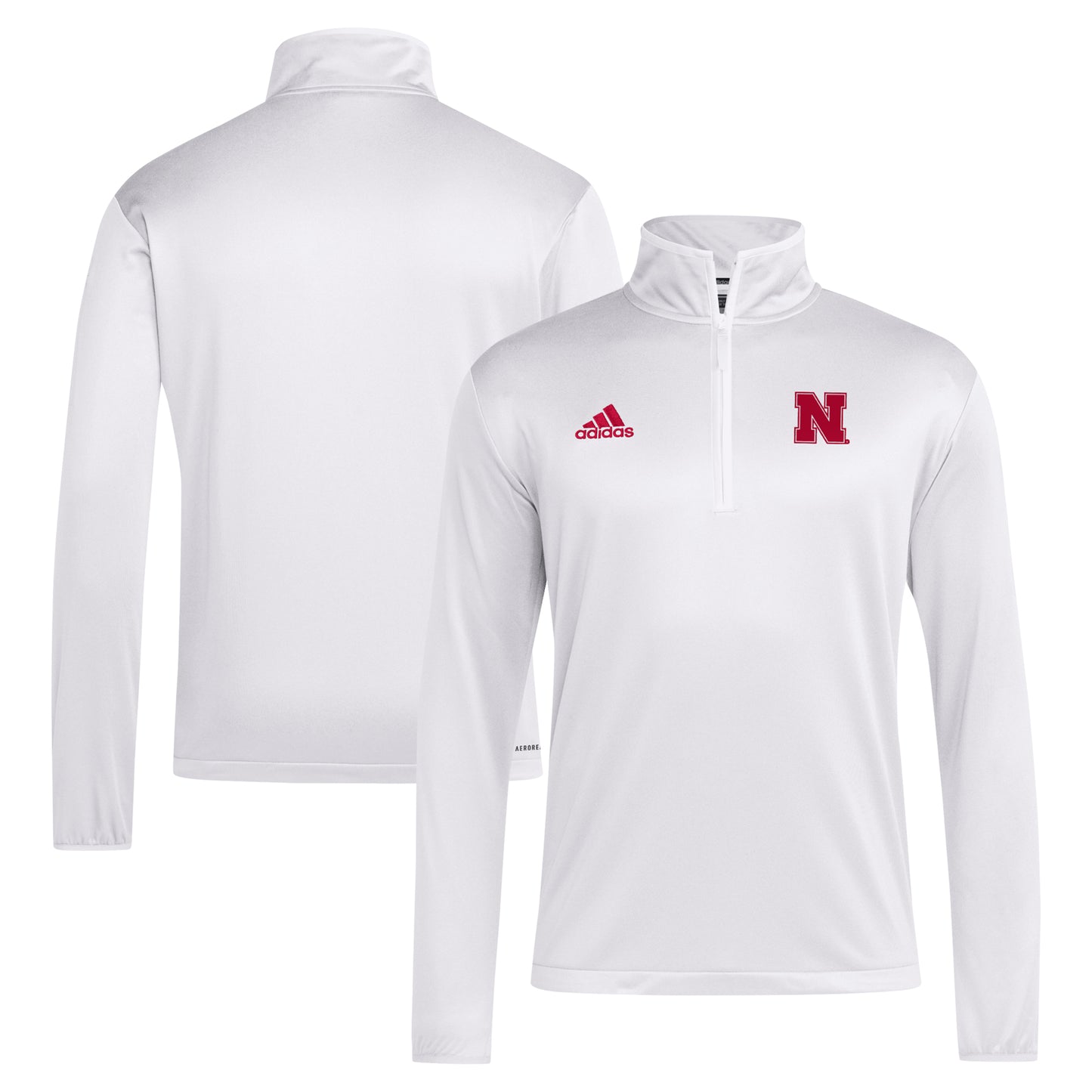 Men's adidas White Nebraska Huskers Coaches Sideline Quarter-Zip Top