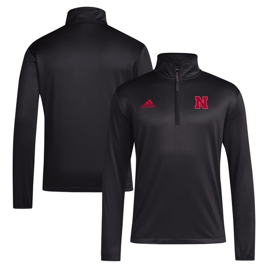 Men's adidas Black Nebraska Huskers Coaches Sideline Quarter-Zip Top