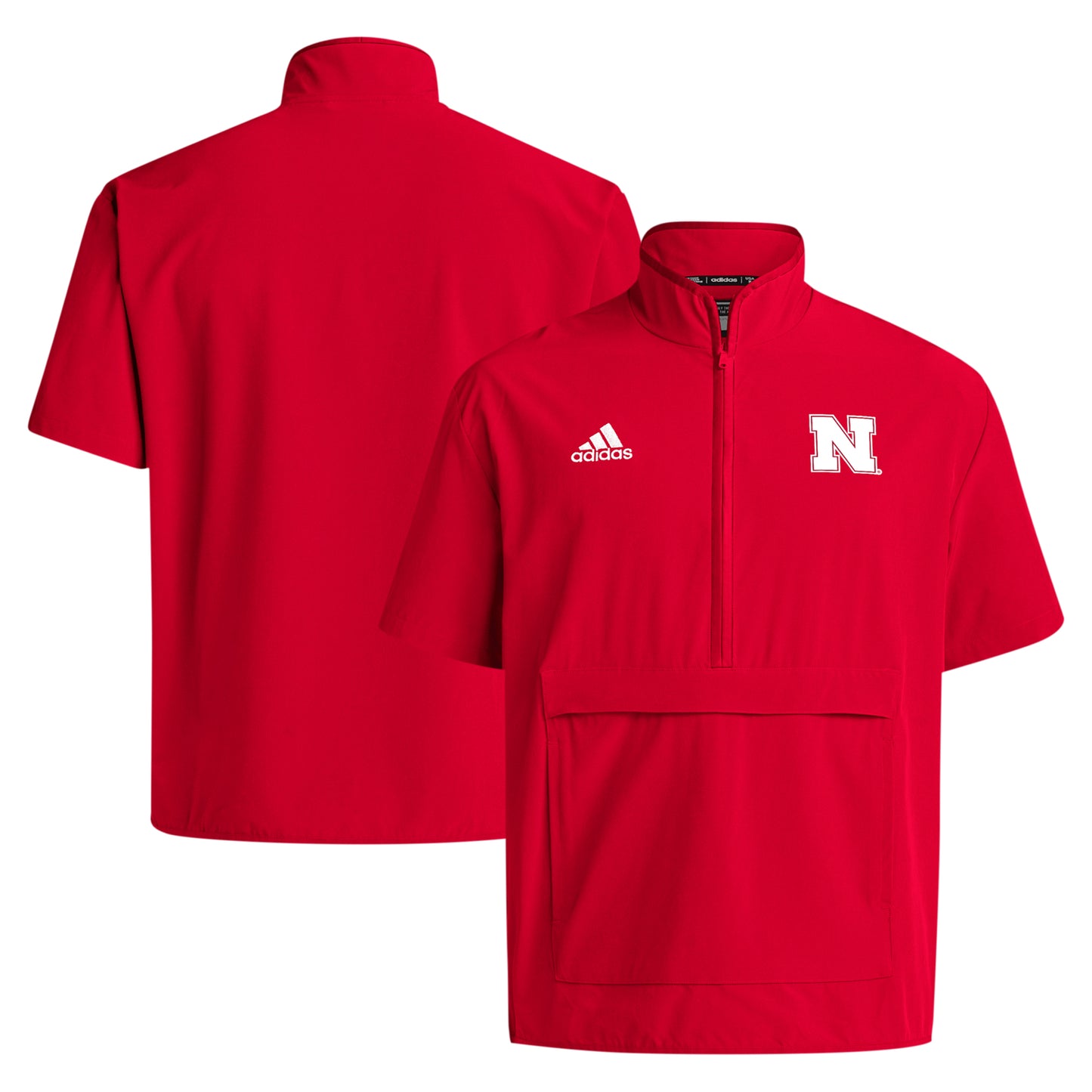 Men's adidas Scarlet Nebraska Huskers Coaches Sideline Half-Zip Short Sleeve Jacket