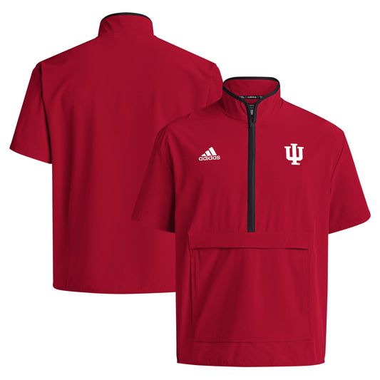 Men's adidas Crimson Indiana Hoosiers Coaches Sideline Half-Zip Short Sleeve Jacket