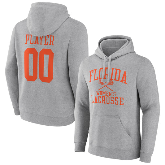 Men's  Gray Florida Gators Women's Lacrosse Pick-A-Player NIL Gameday Tradition Pullover Hoodie